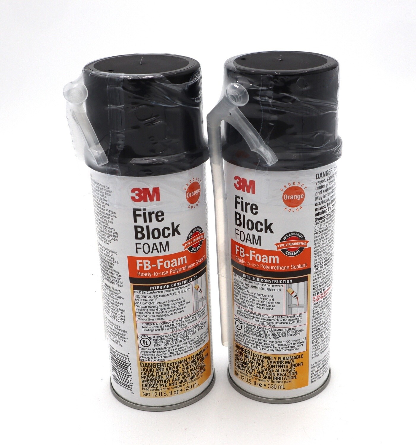 Fire Block Sealant, Orange, Polyurethane Foam, Non-Slump, 12 oz Aerosol