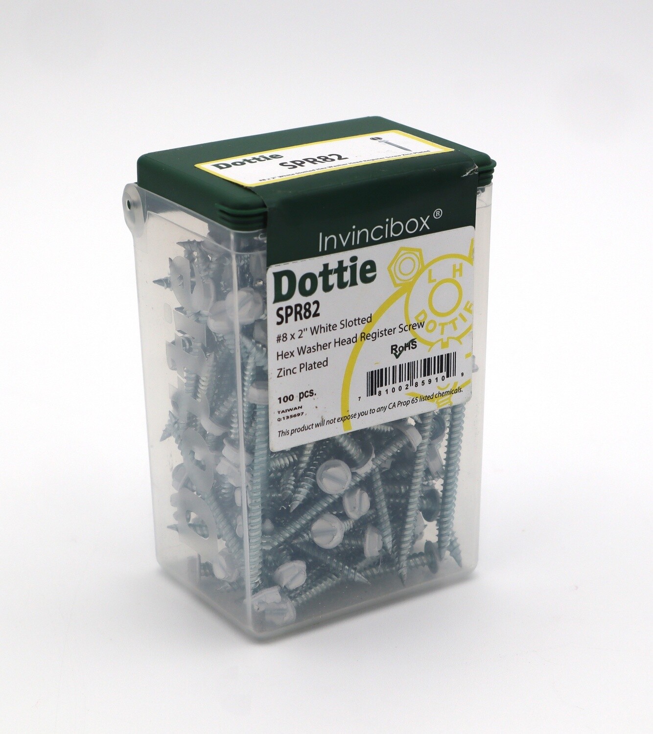 #8 x 2" White Slotted Hex Washer Head Register Screw