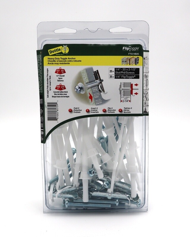 Flip Toggle Kit 1/4'' W/Screws (25 pack)