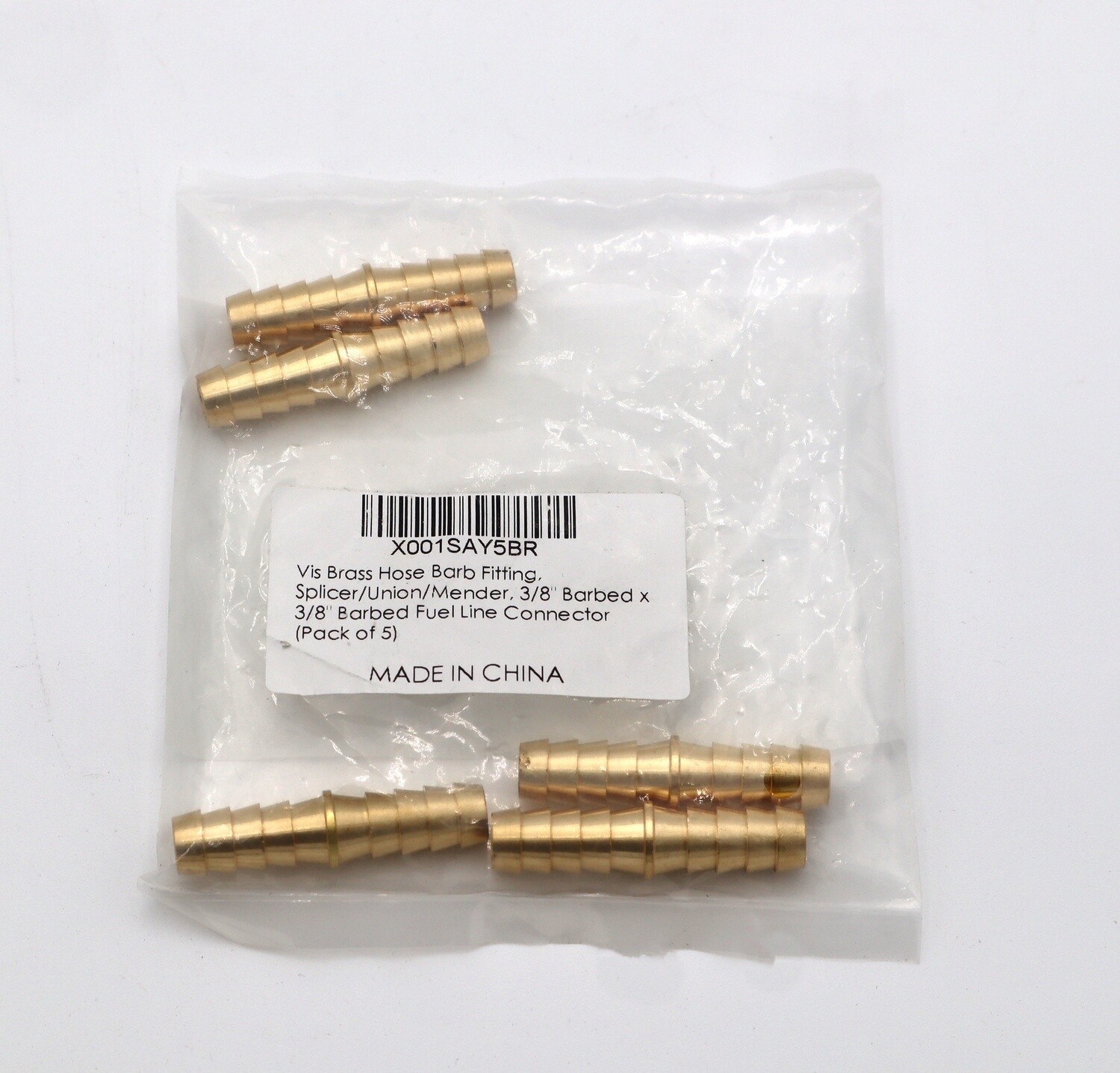 3/8x3/8 Brass Barb Hose Coupling (Each)