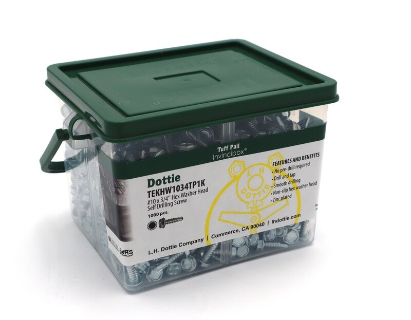 #10 x 3/4'' Hex Washer Head Self Drilling Screw (1000pc Tuff Pail)