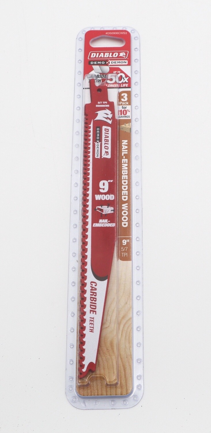 9” Nail Embedded Wood Blade 3pk