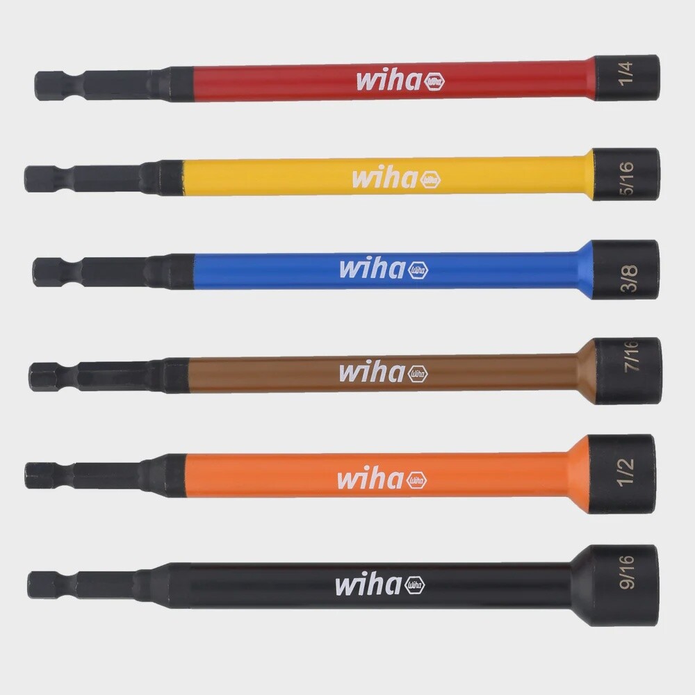 6 Piece Color Coded Magnetic Nut Setter SAE Set