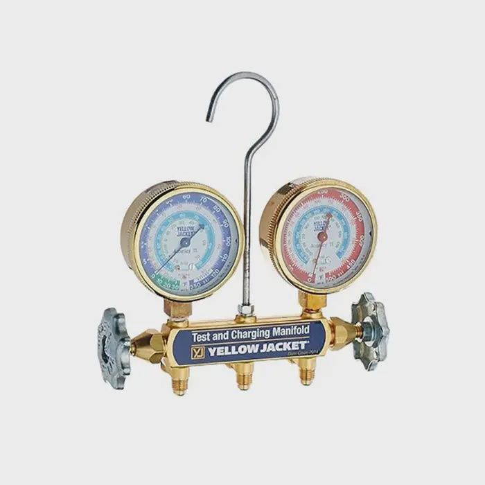 Brass 3 Port Manifold Gauge Set w/ Hoses