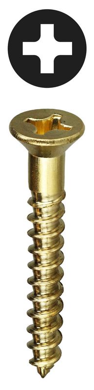 #10 x 1-1/4'' Phillips Flat Head Brass Wood Screw