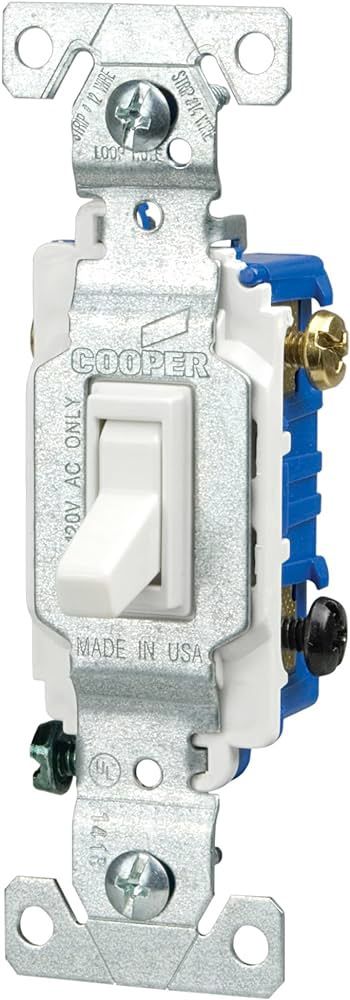 Eaton 15-Amp 3-Way Toggle Light Switch, White