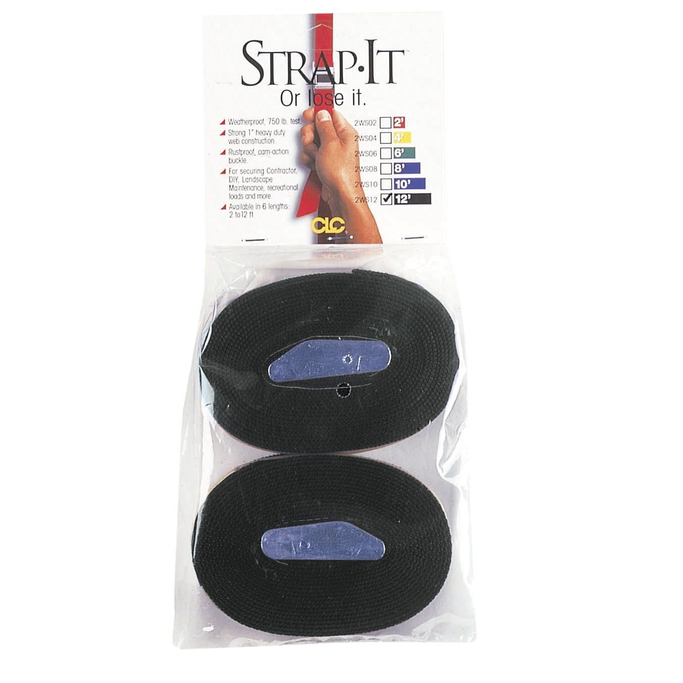 12' Black Nylon Web Straps 2pk