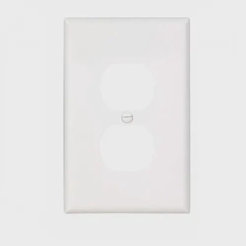 1-Gang Duplex Wall Plate, Mid-Size, Polycarbonate, White PJ8W