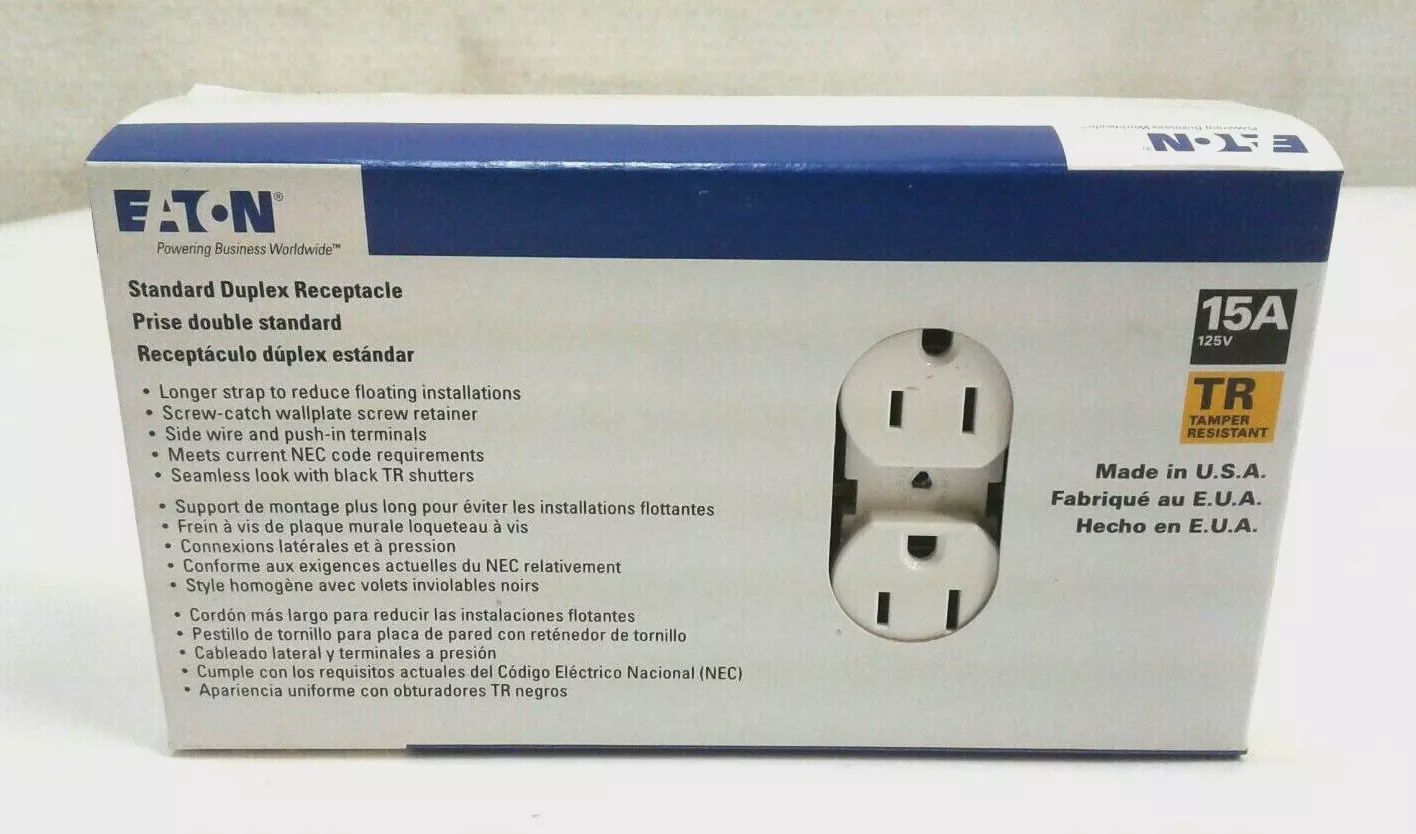 10pc Standard 15 Amp Duplex Receptacle, Tamper Resistant, 125V, White