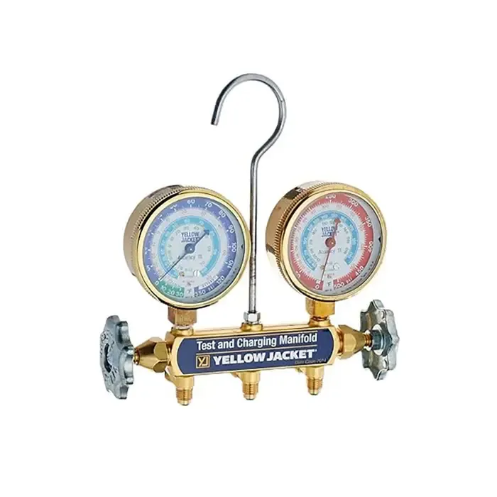 Brass 3 Port Manifold Gauge Set w/ Hoses