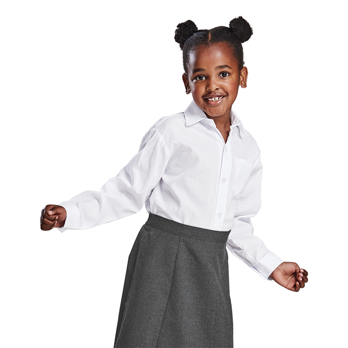 Barron Long Sleeve School Shirt - White - Unisex