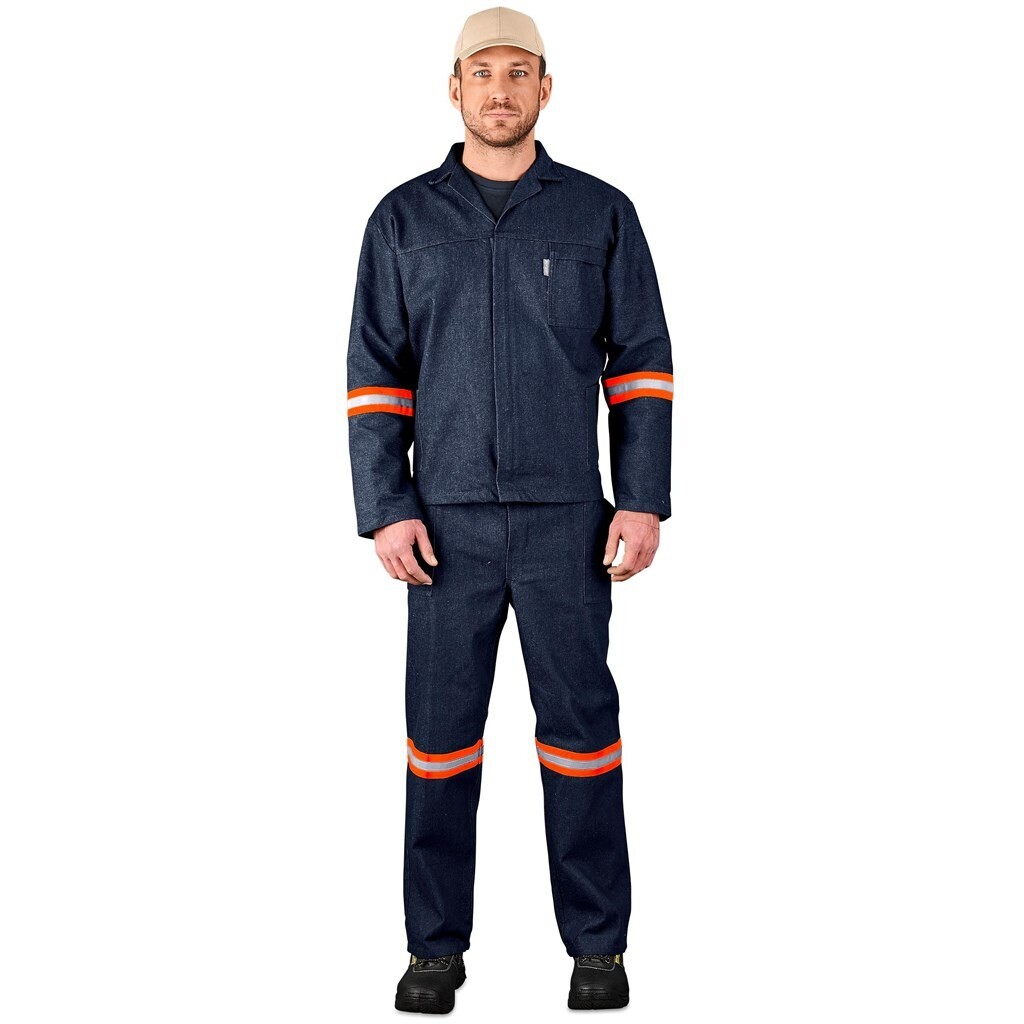 Vintage 100% Cotton Denim Conti Suit - Reflective Arms &amp; Legs - Orange Tape - Unisex