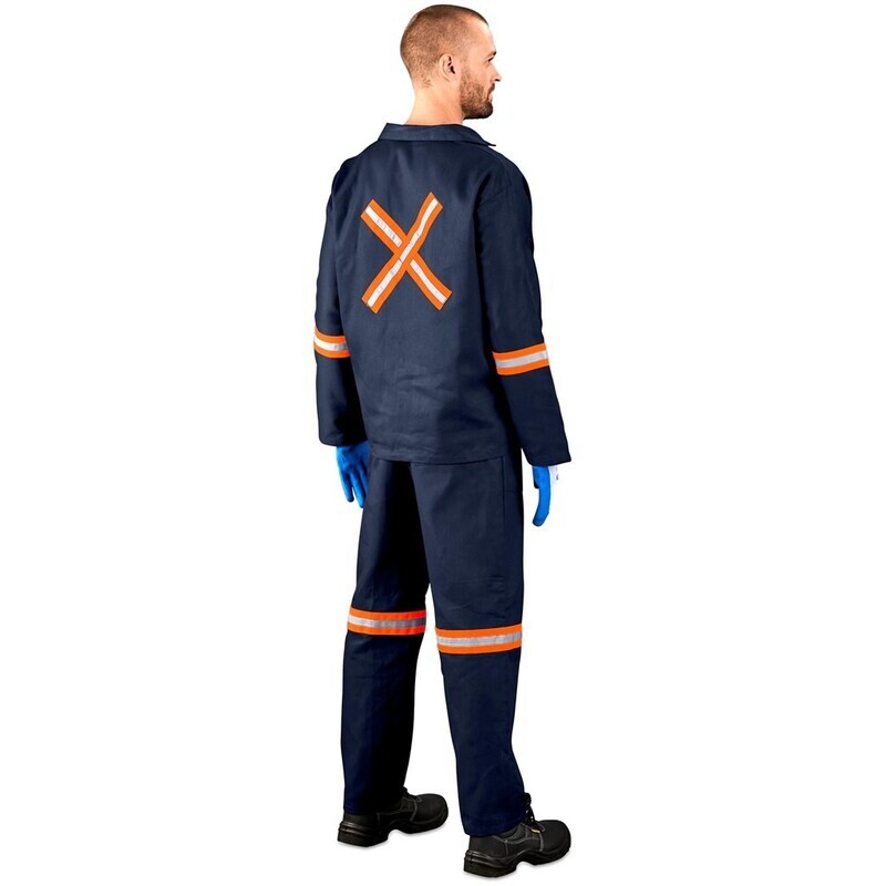 Technician 100% Cotton Conti Suit - Reflective Arms, Legs &amp; Back - Orange Tape - Unisex