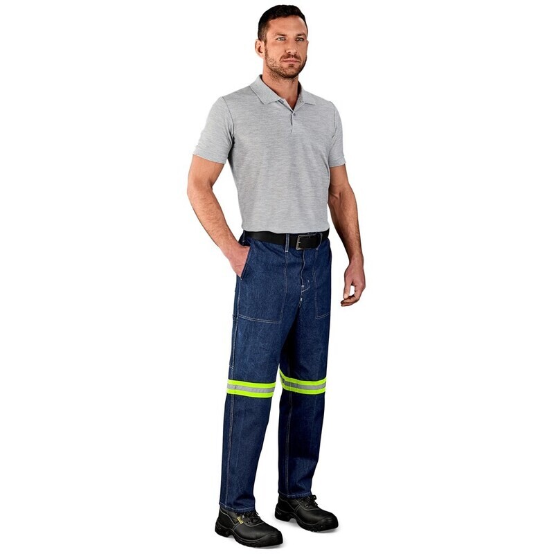 Cast Premium 100% Cotton Denim Pants - Reflective Legs - Yellow Tape - Unisex