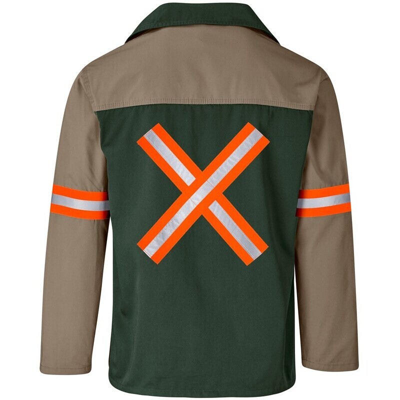 Site Premium Two-Tone Polycotton Jacket - Reflective Arms &amp; Back - Orange Tape - Unisex