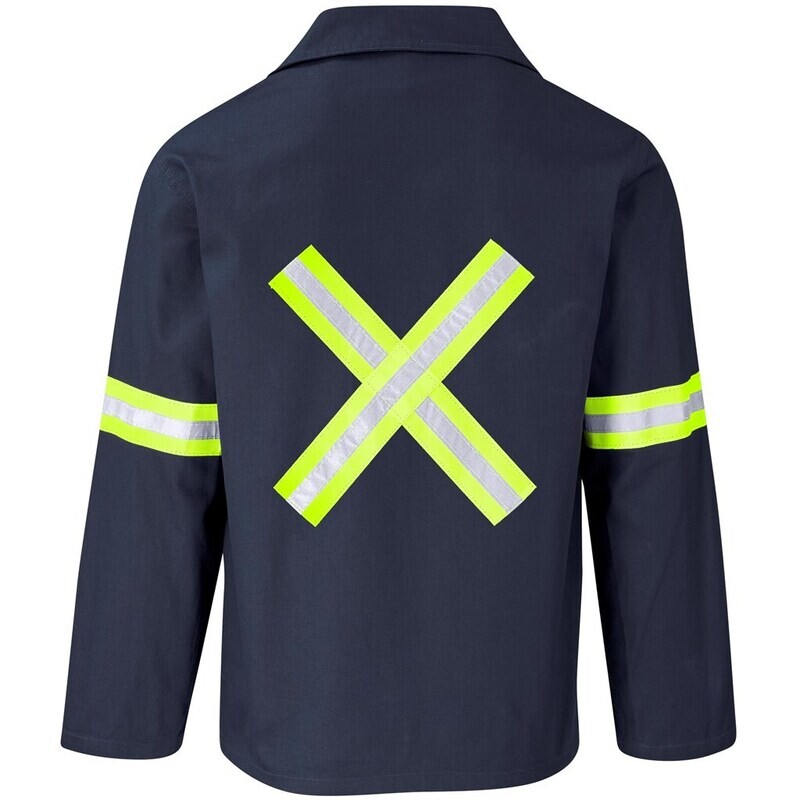 Artisan Premium 100% Cotton Jacket - Reflective Arms &amp; Back - Yellow Tape - Unisex