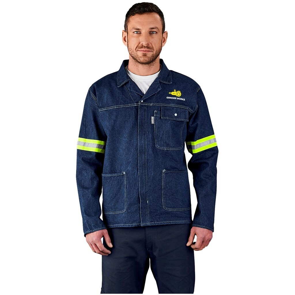 Cast Premium 100% Cotton Denim Jacket - Reflective Arms - Yellow Tape - Unisex