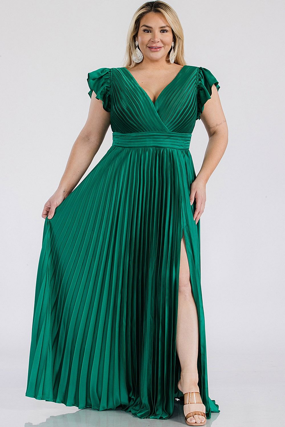 Vestido Largo de noche verde esmeralda Plus size