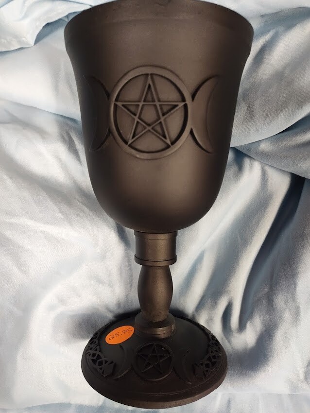 Cast Iron Goblet/ Triple Moon with Pentagram