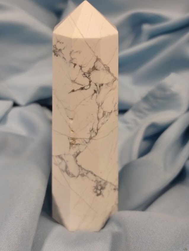 White Howelite Faceted Gemstone Tower