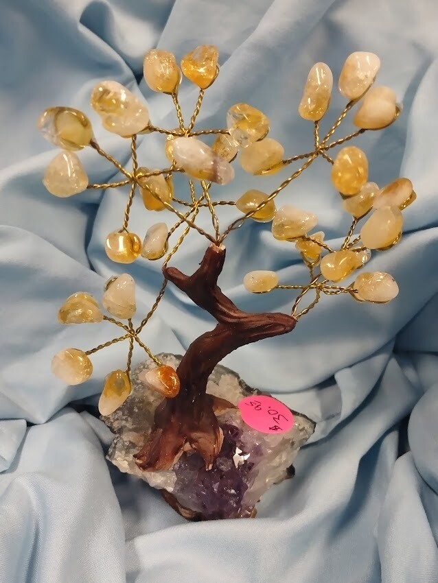 Citrine Gem Tree w/ Amethyst Base