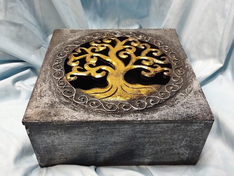 Tree of Life wood box Gold/Silver Large