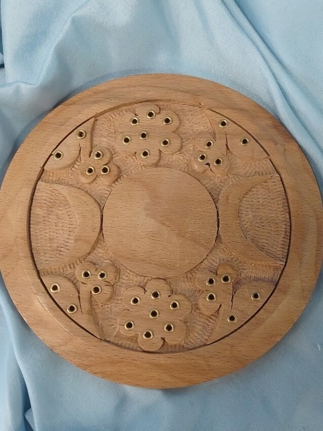 Triple Moon Carved Wood Stick Burner