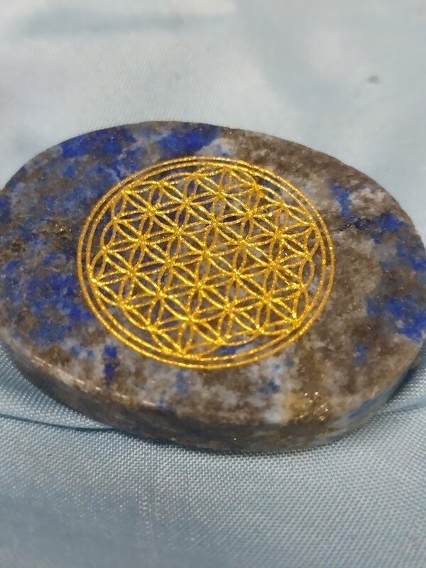 Lapis lazuli Flower of life pocket stone