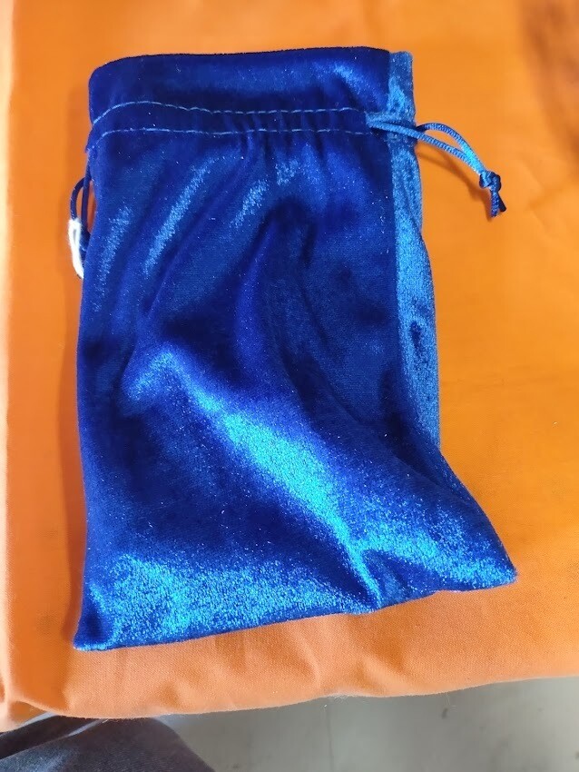 Tarot Bag/ Blue Velvet-Gold lined/Med. 