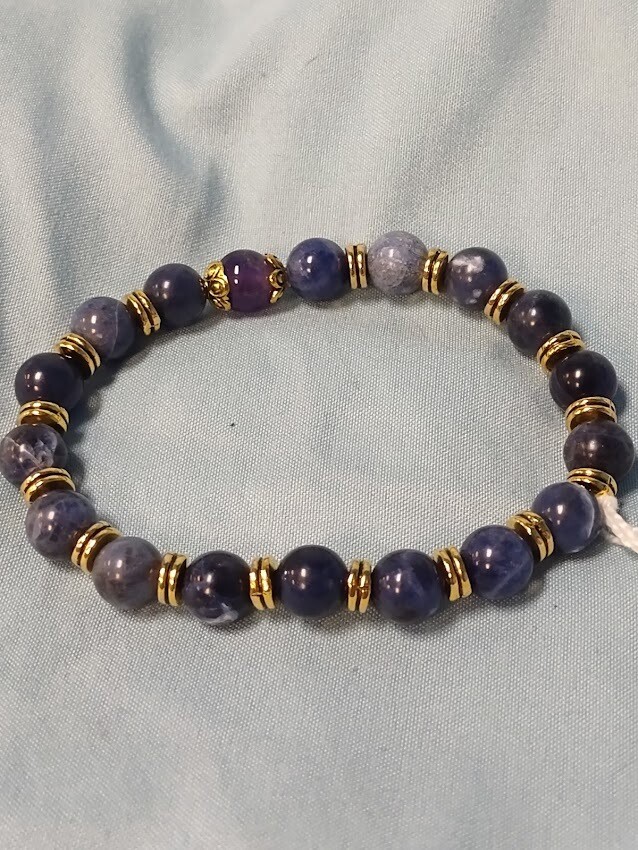 Sodalite-amethyst-rainbow Fluorite Bracelet
