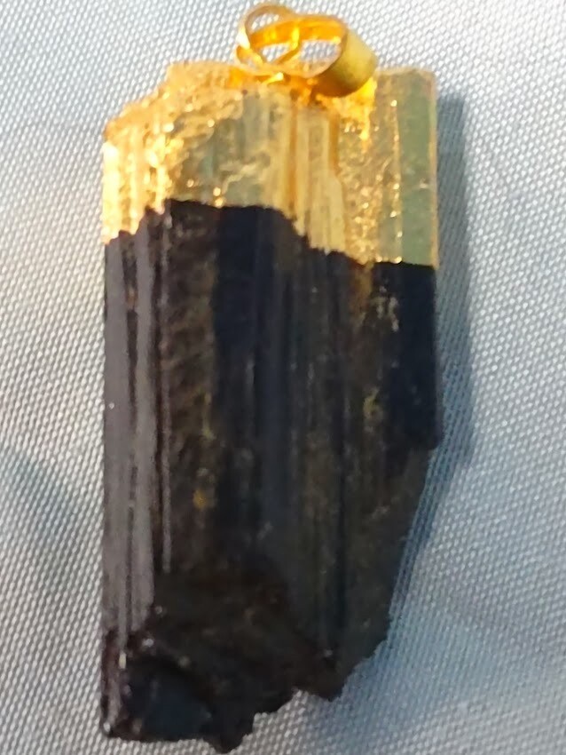 Black Tourmaline Electroplated Pendant