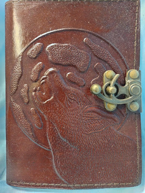 Leather Journal 5x7 w/latch/Wolf Moon