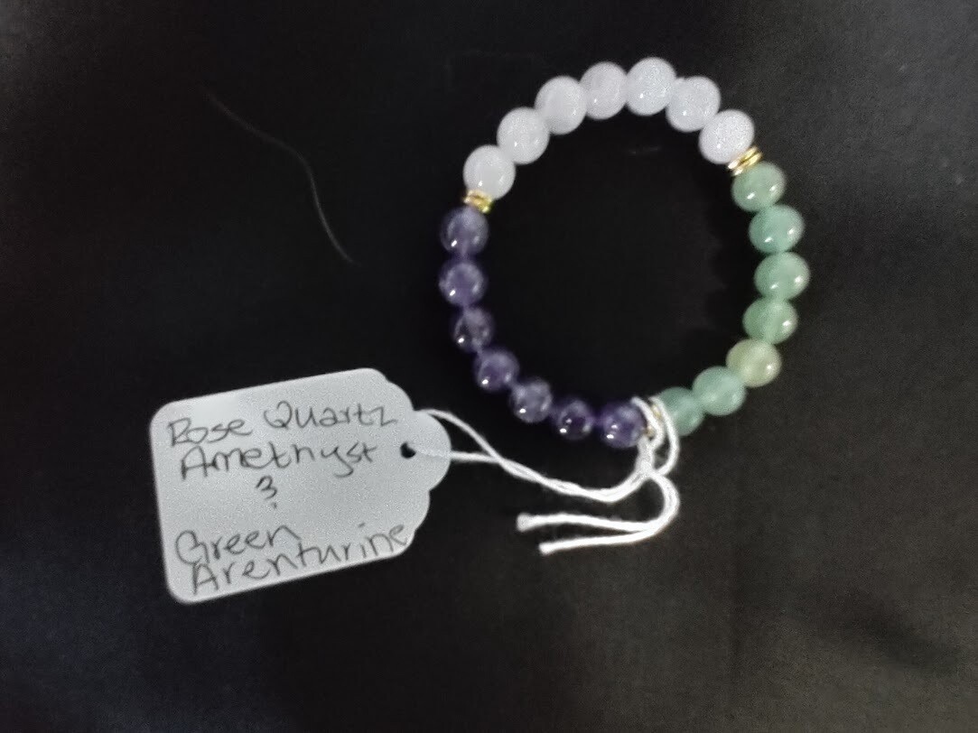 Rose Quartz,Amethyst, Green Adventurine Bracelet