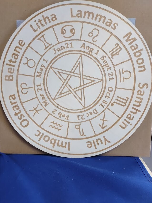 Wooden Crystal Grid/Pagan Calendar