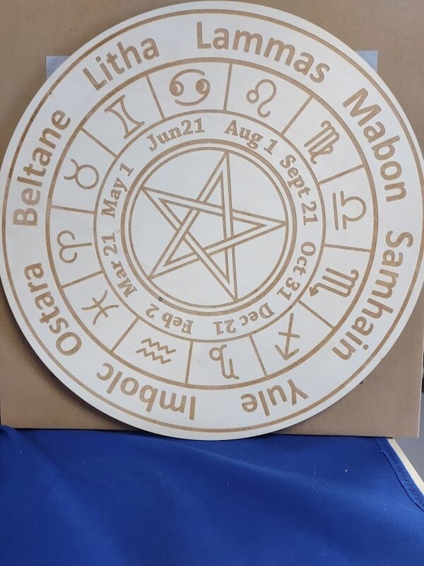 Wooden Crystal Grid/Pagan Calendar