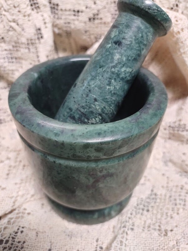 Green Marble Mortar &amp; Pestle