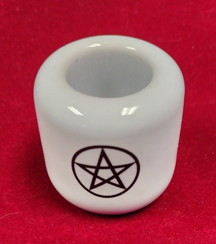 Mini Candle Holder/White Pentacle