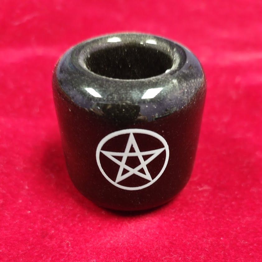 Mini Candle Holder/Black Pentacle