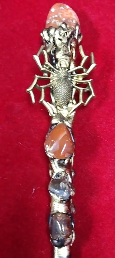 Magic Wand/ Carnelian w/Gold Spider