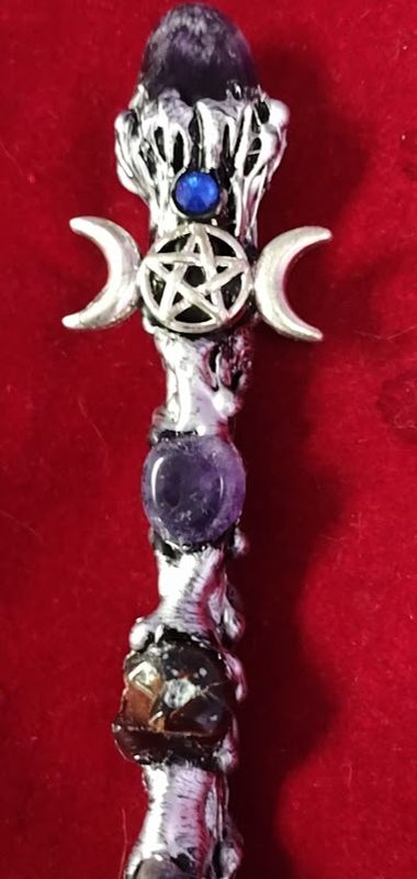 Magic Wand/Amethyst w/Triple Moon