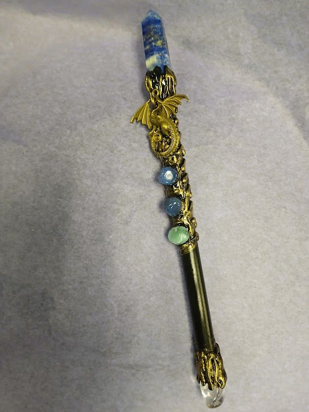 Lapis Wand with Dragon
