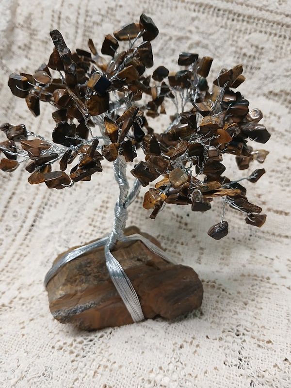 Tiger Eye Gemstone Tree w/ Tiger Eye Base