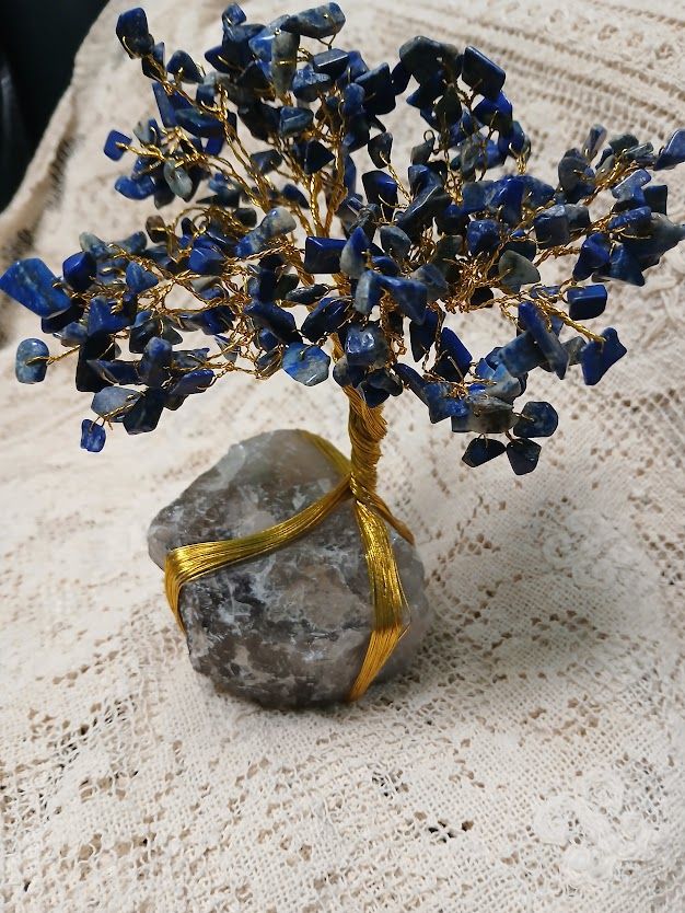 Lapis Lazuli Gemstone Tree w/ Smokey Quartz Base