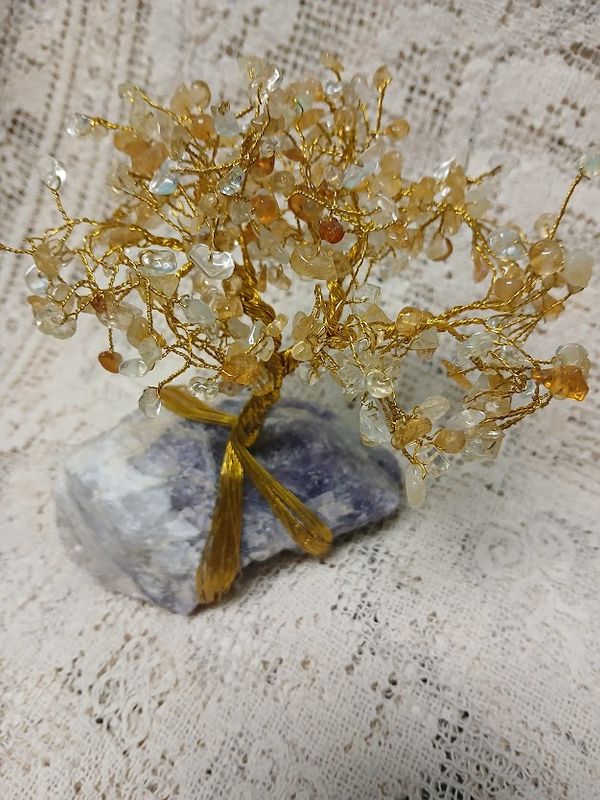 Citrine Gemstone Tree w/ Amethyst Base