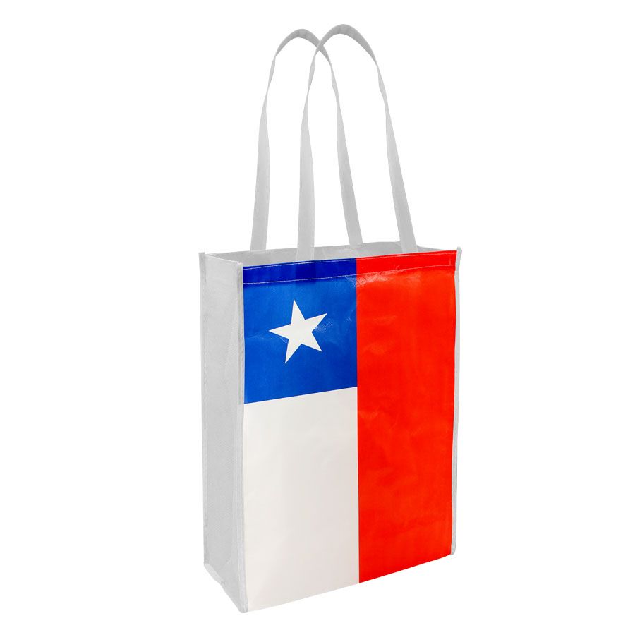 Bolsa TNT Bandera Chilena Mediana 30 x 40 x 12 cm.