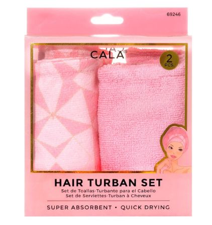 CALA HAIR TURBANT SET - GEOMETRIC/PINK