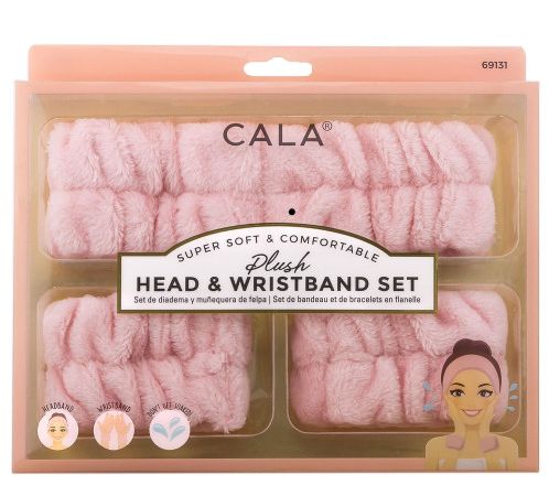 CALA PLUSH HEADBAND &amp; WRISTBAND SET-PEACH