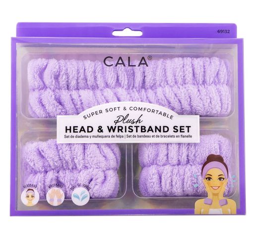 CALA PLUSH HEADBAND &amp; WRISTBAND SET-LAVENDER