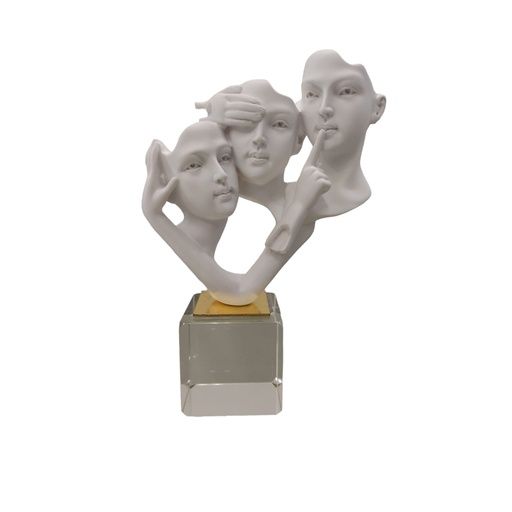 ESCULTURA MODERNA NO VEO , NO ESCUCHO , NO HABLO - BLANCO