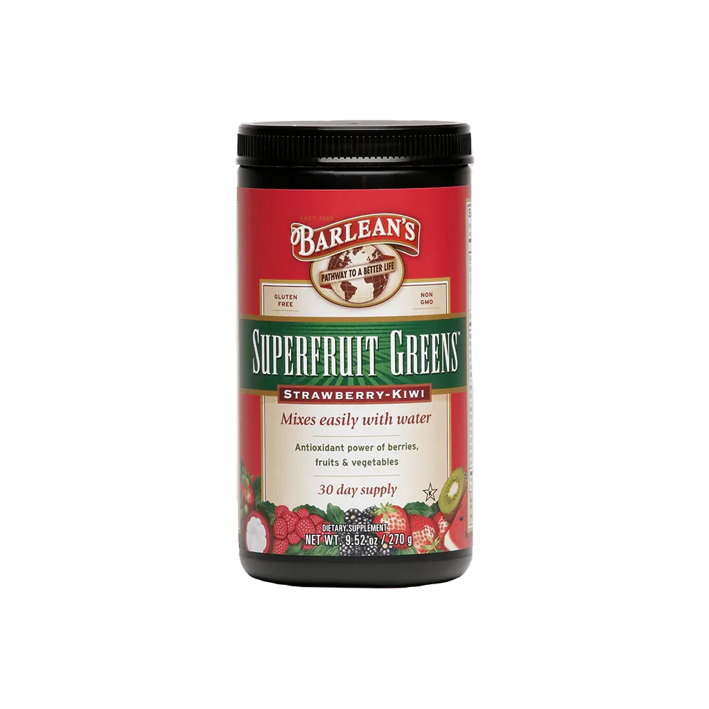 Barlean&#39;s Superfruit Greens, Size: 9.52 oz, Flavor: Strawberry-Kiwi